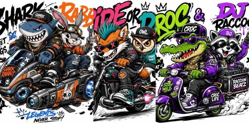 Urban Cartoon Rebel Riders generated by undefined