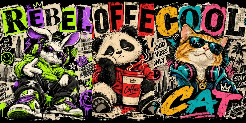 Retro Pop Art Animal Tshirt Designs