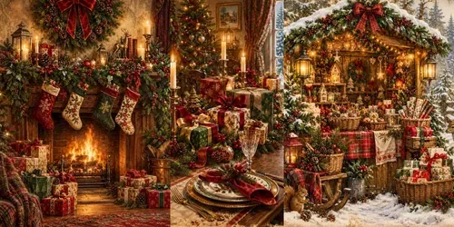 Vintage Christmas Gift Scenes generated by chatgpt-image