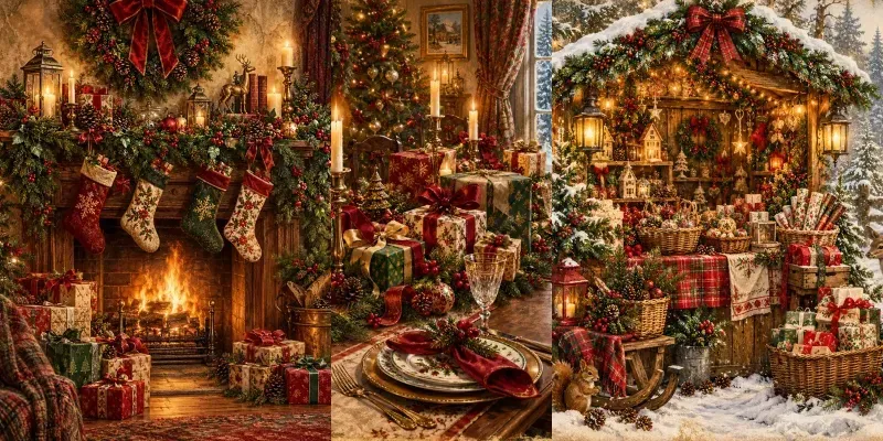 Vintage Christmas Gift Scenes
