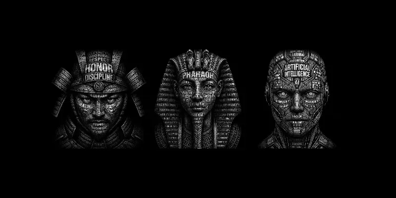 Black White Typography Portrait Art generated by undefined