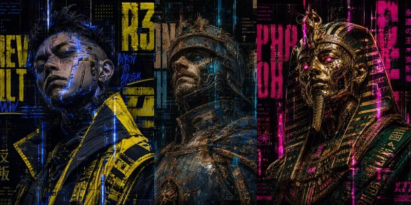 Dark Cyberrenaissance Glitch Poster Art generated by undefined