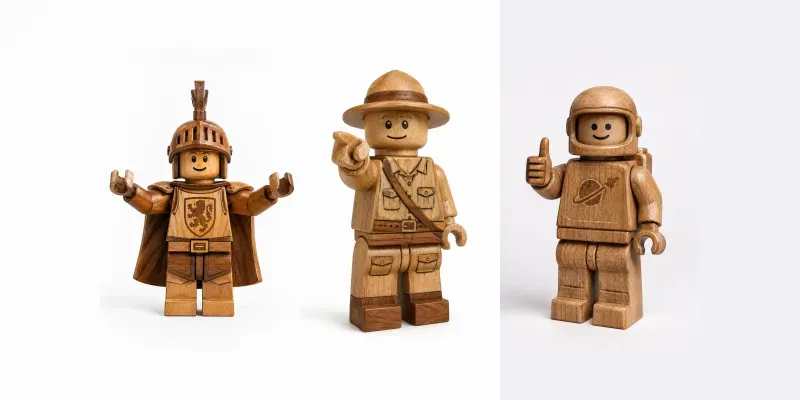 Wooden Lego Characters generated by undefined