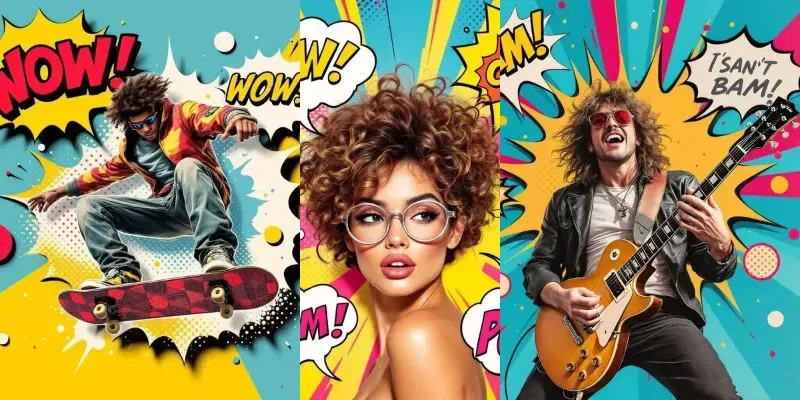 Retro Pop Art Comic Collage Portraits generated by undefined