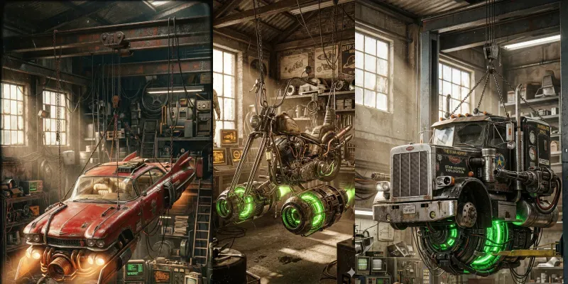 Retrofuturistic Garage Relics generated by undefined