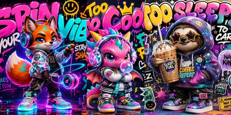 Kawaii Attitude Character Posters generated by undefined