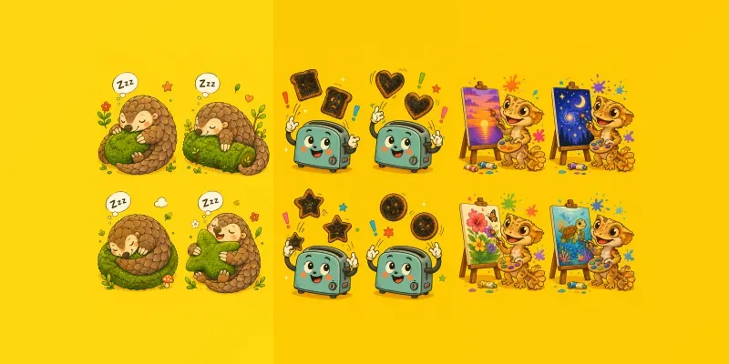 Whimsical 4panel Kids Grid Illustrations generated by undefined
