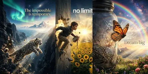 Surreal Motivation Posters generated by gemini-image