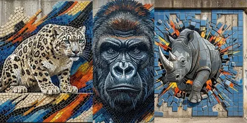 Hyperrealistic Urban Tiger Mosaic Art generated by gemini-image
