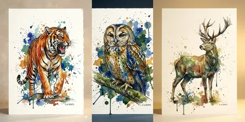 Ink Sketches And Watercolor Animals generated by gemini-image