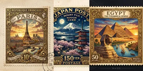 Luxury Travel Stamp Art Creators generated by imagen