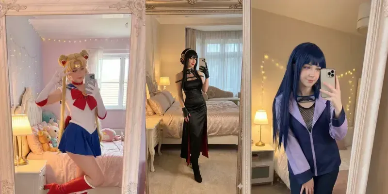 Girls Cosplay Fit Check Mirror Selfies generated by undefined
