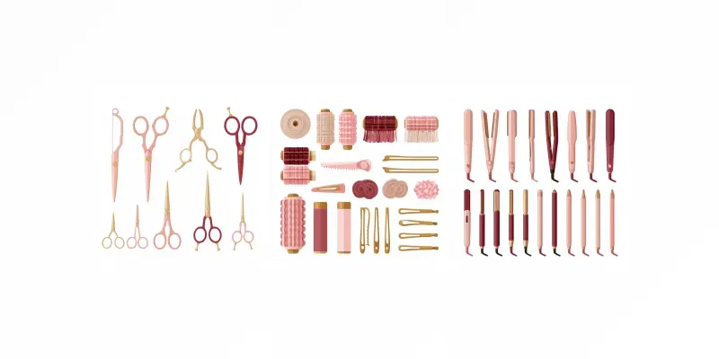 Hair Salon Tools Flat Vector Clipart Sets