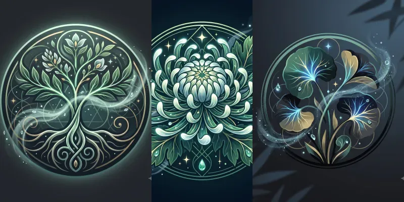 Modern Glowing Mystic Herb Emblems generated by undefined
