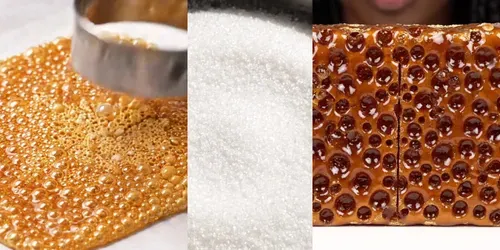 ASMR Honeycomb Candy Making Videos generated by veo