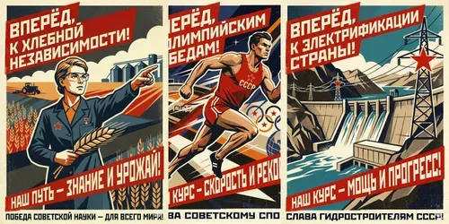 Vintage Soviet Poster Series generated by gemini-image