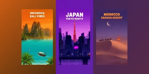 Global Vector Travel Poster Series generated by grok-video