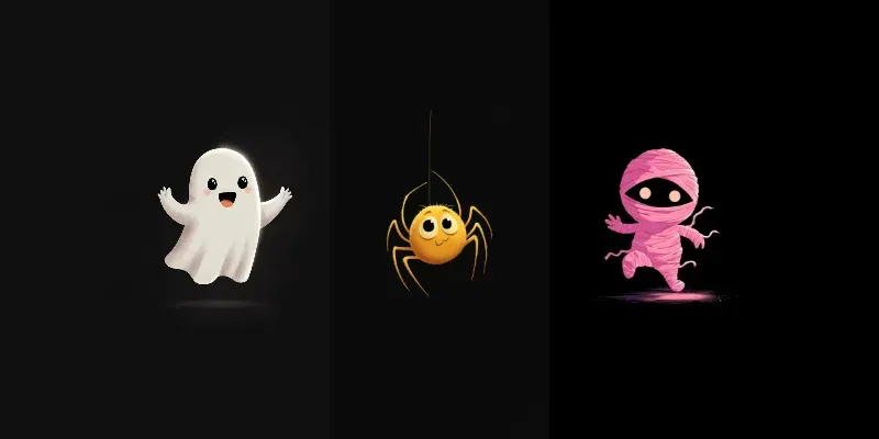 Cute Glowing Halloween Characters generated by undefined