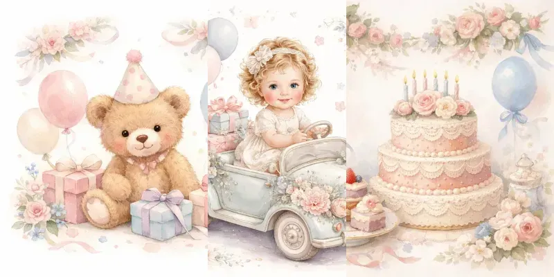Pastel Vintage Baby Celebration Art generated by undefined