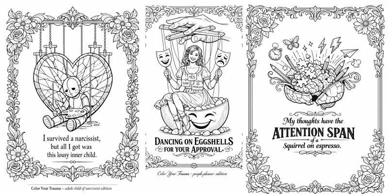 Color Your Trauma Adult Coloring Humor generated by undefined