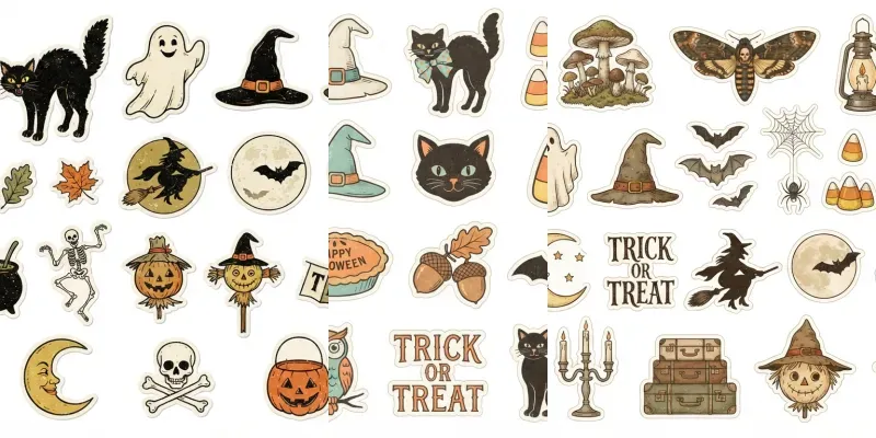 Classic Vintage Halloween Clipart Sheets generated by undefined