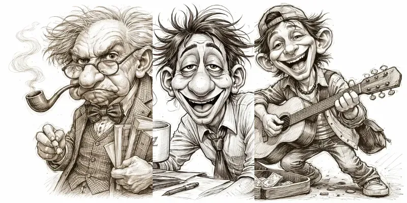 Stylized Pencil Caricature Portrait Art generated by undefined