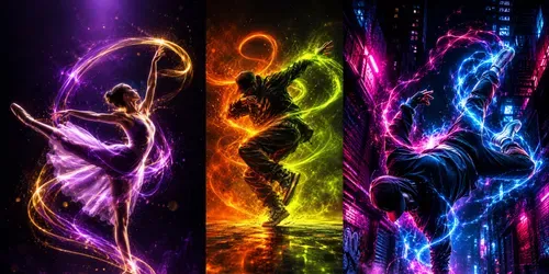 Dynamic Neon Dance Posters generated by chatgpt-image