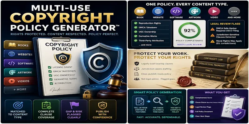 Multiuse Copyright Policy Generator generated by undefined