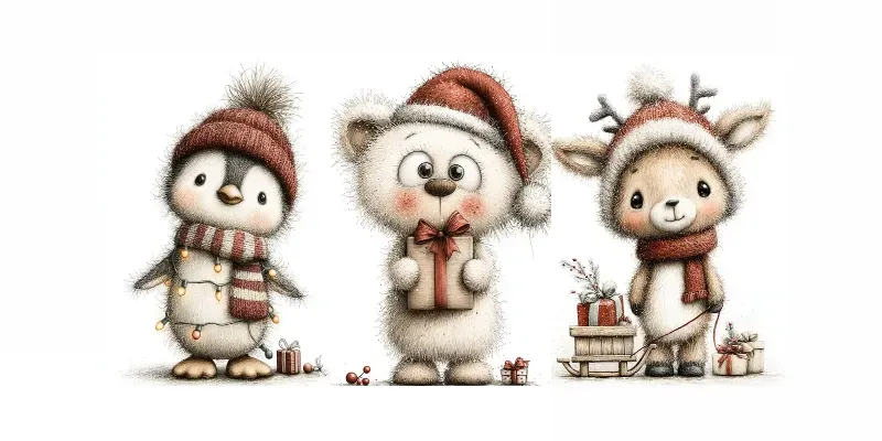 Cozy Christmas Storybook Animals