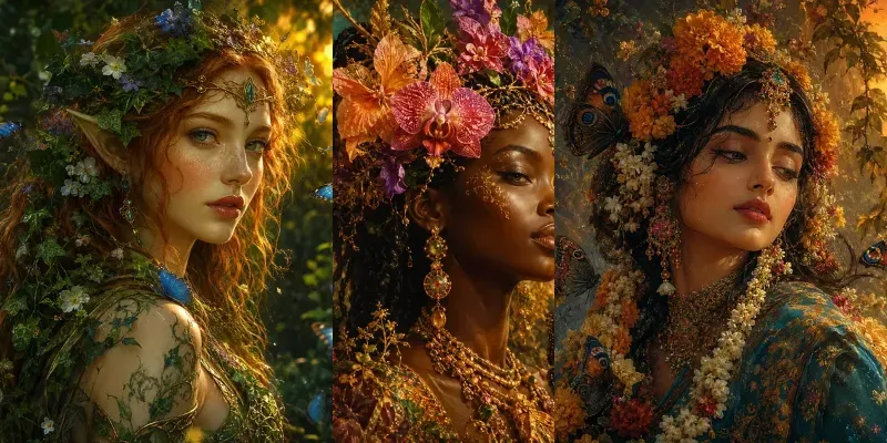 Botanical Heritage Fantasy Portraits generated by undefined