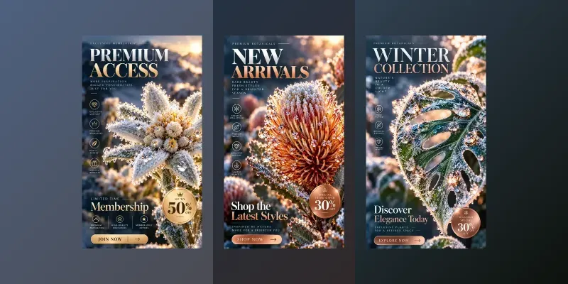 Luxury Winter Botanical Promo Backgrounds