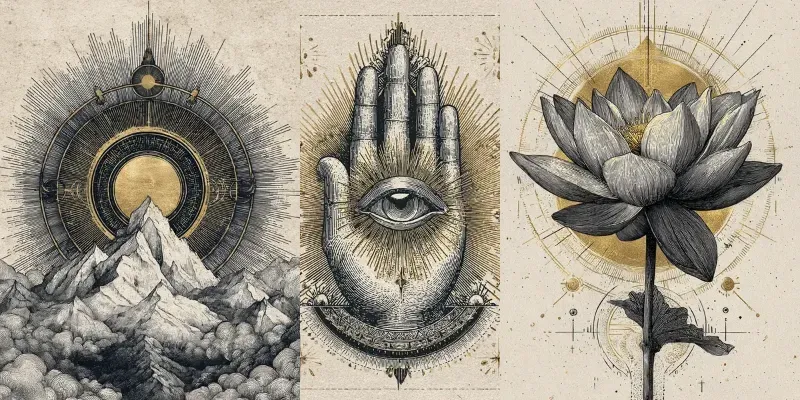 Golden Ink Occult Engraving Art generated by undefined