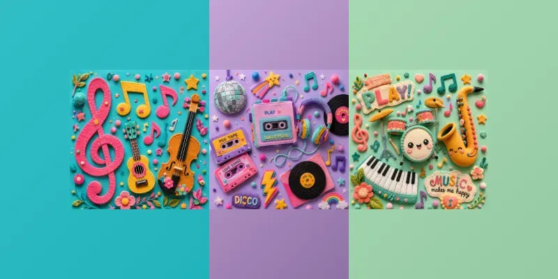 Whimsical Felt Music Flatlays