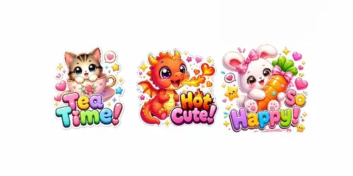 Kawaii Cute Sticker Characters 3D Style generated by chatgpt-image