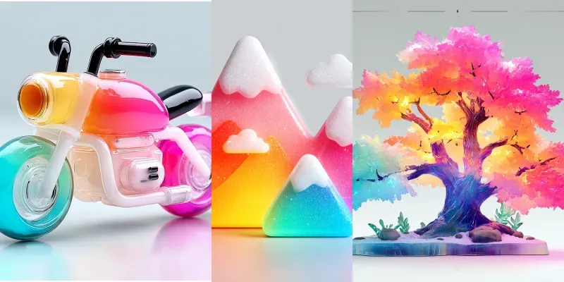 Glossy 3D Kawaii Rainbow Charms