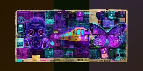Cyberpunk Tech Collage Sheets generated by midjourney