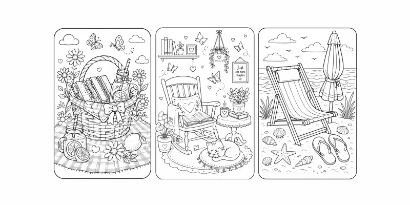 Cozy Summer Coloring Scenes generated by undefined