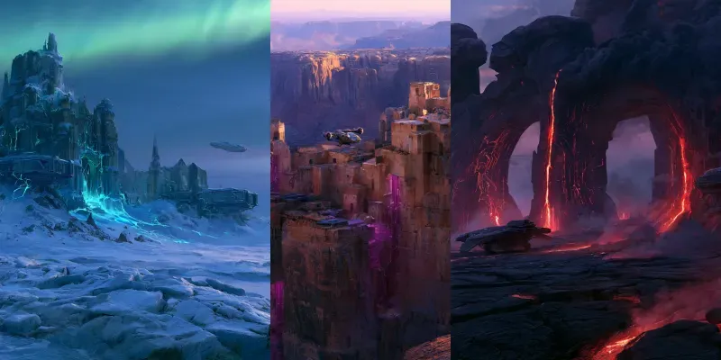 Cinematic Scifi Ruins Concept Art generated by undefined