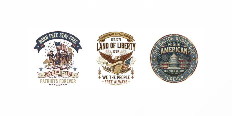 Retro Independence Day T Shirt Designs generated by undefined