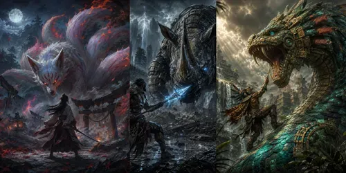 Cinematic Mythical Creature Battles generated by chatgpt-image