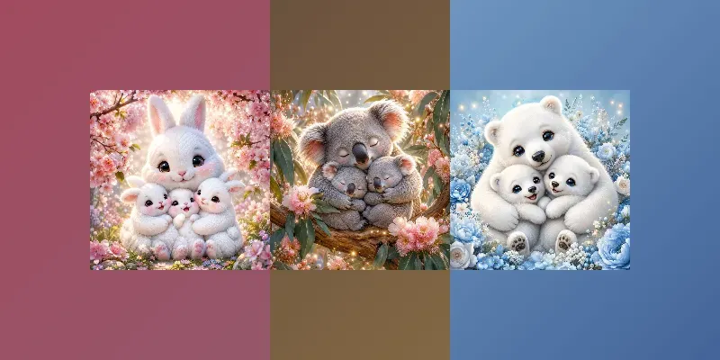 Cute Fantasy Animal Family Art generated by undefined