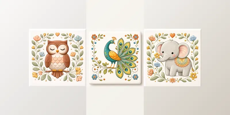 Ceramic Folk Animal Tiles generated by undefined