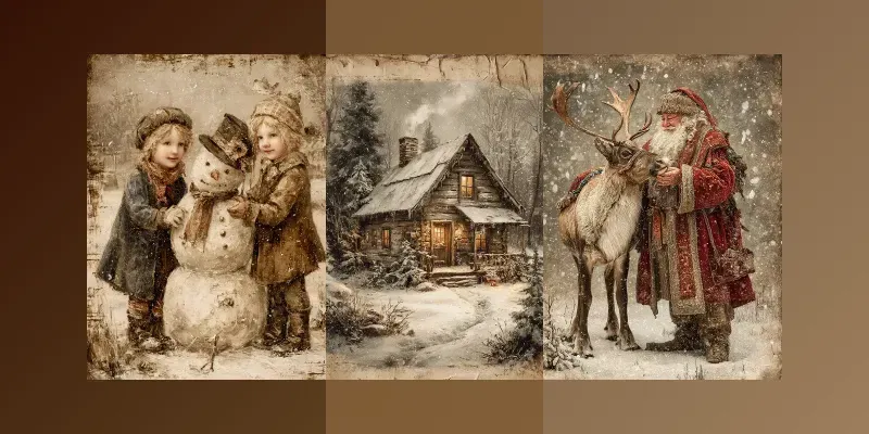 Vintage Sepia Christmas Eve Paintings generated by undefined