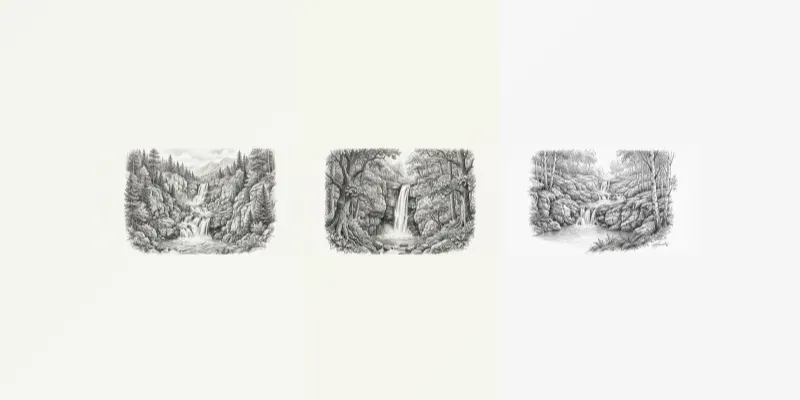 Realistic Waterfall Pencil Sketches generated by undefined