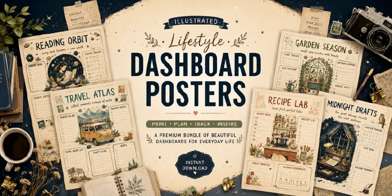 Illustrated Lifestyle Dashboard Posters generated by undefined