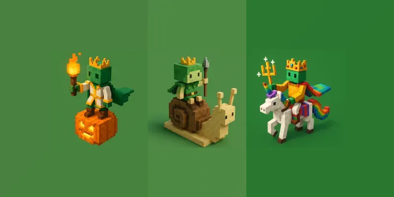 Voxel Minecraft Style Character Rides generated by undefined