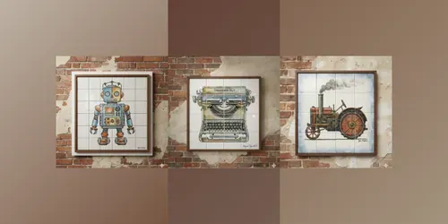 Vintage Ceramic Transport Tile Art generated by gemini-image