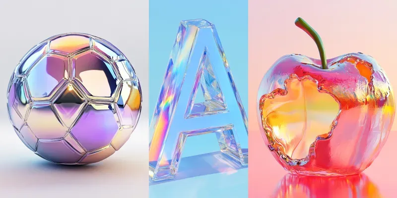 Glossy 3D Glass Objects With Glow generated by undefined