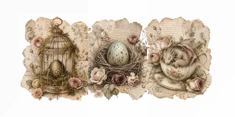 Vintage Dragons Nest Junk Journal Pages generated by undefined