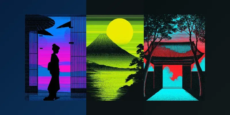 Ukiyo E Glitch Posters generated by undefined